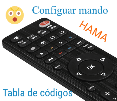 Tabla de códigos mando Hama Programar mando Hama